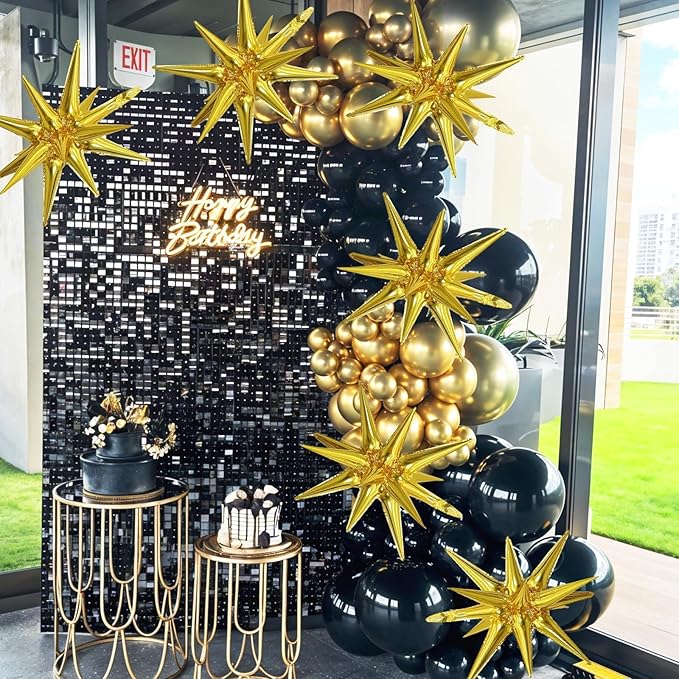 6PCS Gold Star Balloons, 22Inch Large Gold Star Balloon Foil Balloons Party Balloon for Birthday Graduation Wedding Anniversary NewYear Party Decorations