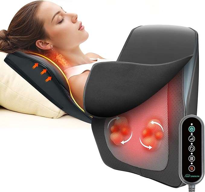 Snailax Shiatsu Back Massager for Back Pain Deep Tissue, Lower Back Neck Massager with Heat, 3D Kneading Back Massager for Chair, Massage Pillow as Gifts for Mom, Dad, Women