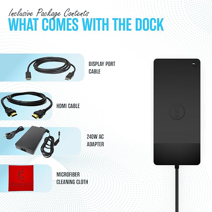 Dell WD19DC Performance Docking Station USB-C with 240W with HDMI, DP & USB-C Cables