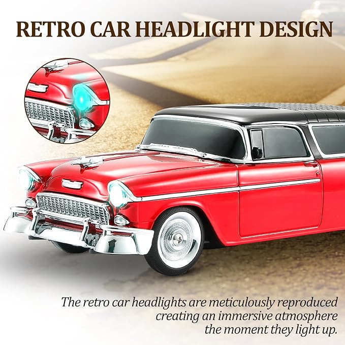 Retro car-Shaped Bluetooth Speaker, high-Definition Sound Quality, TWS Pairing, Multiple Interface outputs, Truck Model Bluetooth Speaker, Suitable for Desktop Decoration, Parties, Beach (RED)