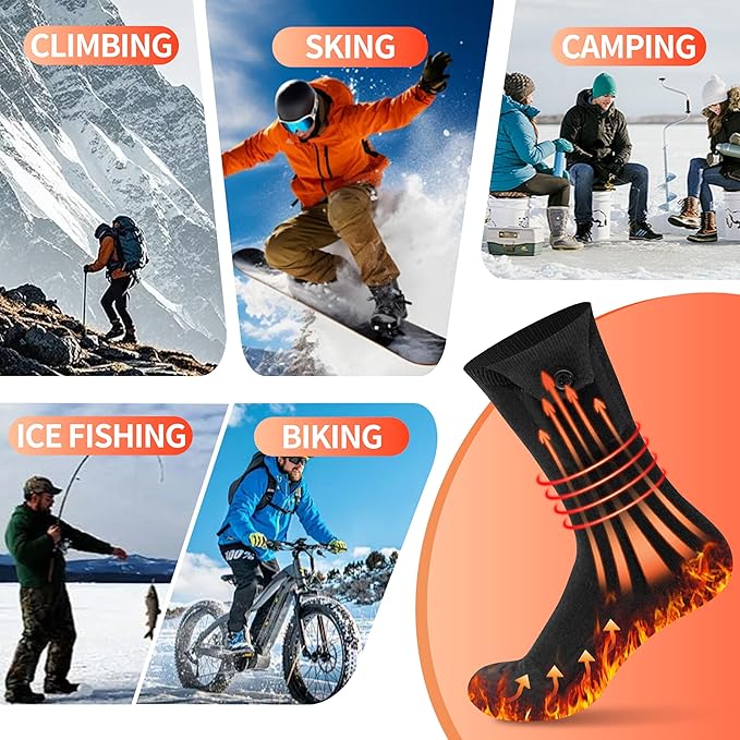 2026 Upgraded Ultra-Thin Heated Socks with Dual 5000mAh Batteries, Long-Lasting Warmth, Lightweight Electric Socks, Soft and Flexible, Non-Restrictive Ankle Fit for Men & Women, Hunting Skiing Gifts