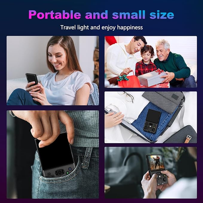 R36MAX Retro Handheld Game Console, 4.0 Inch 720x720 IPS Screen, 128GB Built-in 22000+ Classic Game, Portable Hand Held Open Source Linux System, 4000mAh Battery Retro Gaming Console(Black 128GB)