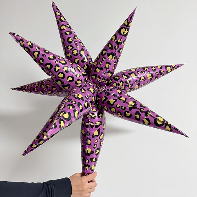 2Pcs 32 Inch Leopard Explosion Star Cheetah Print Balloons/Y2K Party Decor for Girls Birthday, Spa Day, Baddie, Pop Art or Glam Party/Photo Backdrop for Teen Girls Trendy (2 Pcs Purple Cheetah)