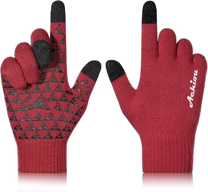 Achiou Winter Gloves, Glove for Men Women, Upgraded Touch Screen Texting Warm Running with Thermal Soft Knit Lining