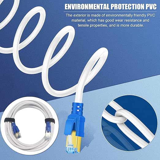 Cat 8 Ethernet Cable 150 FT, 26AWG 40Gbps 2000Mhz Ultra Speed Cat8 LAN Network Cable SFTP Patch Cord with Gold Plated RJ45 Connector, Weatherproof UV Resistant for Switch/Router/Modem/PC/Gaming