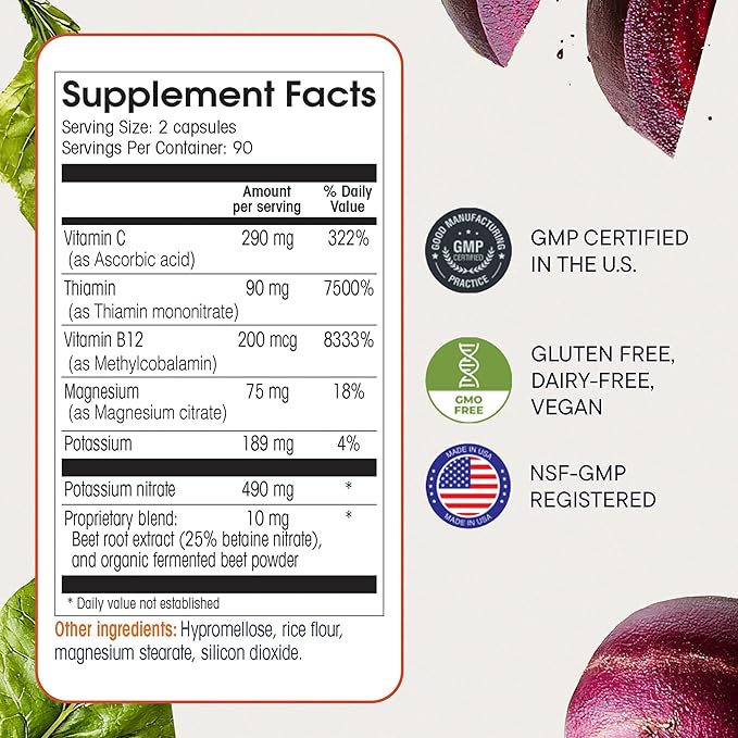 Berkeley Life Nitric Oxide Support Supplement - Nitric Oxide Booster for Men & Women- Blood Flow & Circulation with Beet Root Powder to Support Energy, Heart Health & Healthy Blood Pressure- 180 Count