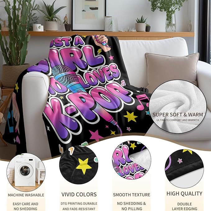 Kpop Blanket Gifts for K-Pop Fans - Super Soft Flannel Kpop Blankets for Girls Teen Fans Bedding Couch Sofa - Korean Kpop Merch Fandom Throw for Idol Lovers Dorm Decor Christmas (Style 05, 50 X 60)