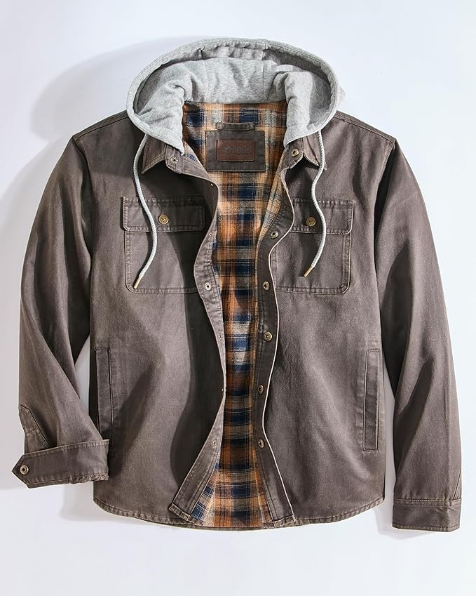 Venado Men's Smuggler Concealed Carry Chore Coat - Hooded Flannel Lined Jacket