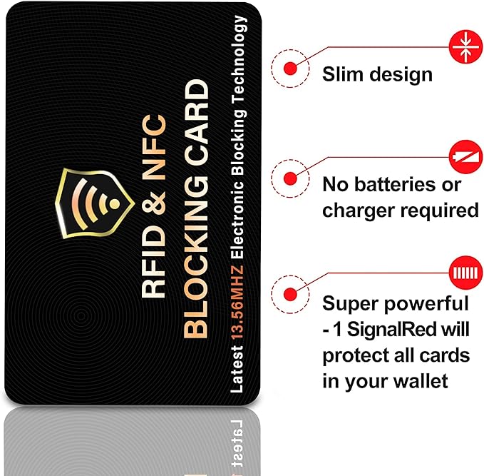 SaiTech IT 20 Pack RFID Blocking Card, One Card Protects Entire Wallet Purse, NFC Contactless Bank Debit Credit Card Protector ID ATM Guard Card Blocker–(Black)
