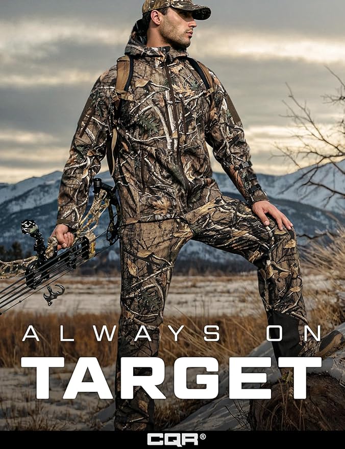 CQR Men's Tactical Softshell Jacket, Winter Warm Fleece Lined Coat, Water Resistant Outdoor Hunting Hiking Rain Windbreaker