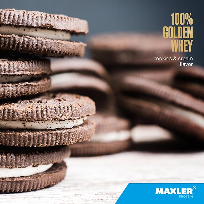 Maxler 100% Golden Whey Protein - 24g of Protein per Serving - Whey Protein Powder for Pre Post Workout - Fast-Absorbing Whey Concentrate, Isolate & Hydrolysate Blend - Cookies & Cream 5 lb