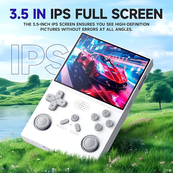 R40 Retro Handheld Game Console - 128GB with 25K+ Games, 3.5 Inch IPS Screen, 3000mAh Battery, Type-C, Reverse Charging, Portable Arcade Video Gaming Console(White)