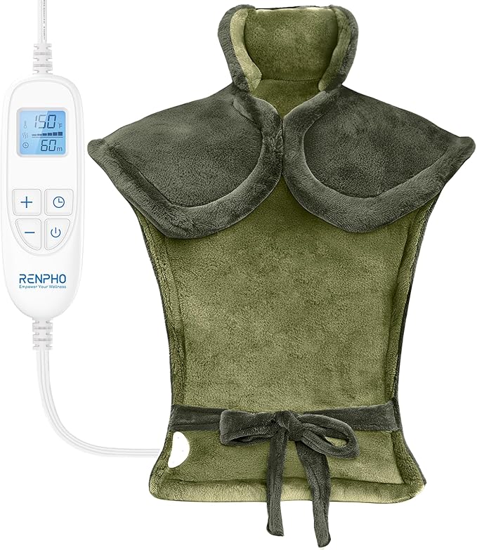 RENPHO Valentines Day & Birthday Gifts for Her Him Women Men, Heating Pad for Back Pain & Period Cramps,FSA Eligible, Weighted Heat Pad for Neck and Shoulders, 24"x33", ETL Certified, Green
