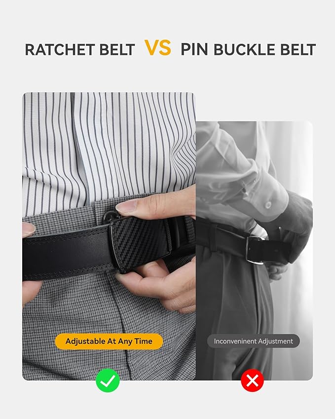 CHAOREN Mens Belt Leather Ratchet Belt - Customizable Fit, Effortless Style (35mm)