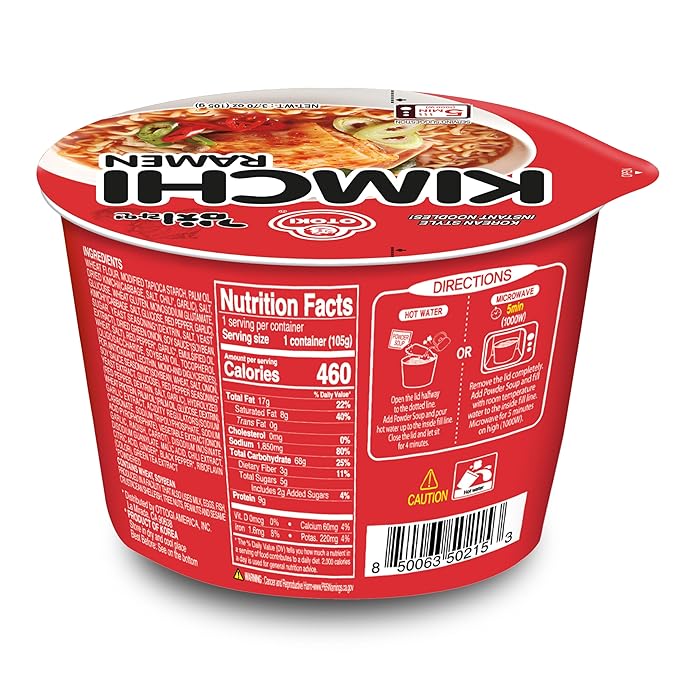 OTOKI Kimchi Ramen Bowl Cup Noodles, 6 x 105g – Authentic Korean Instant Noodles with Real Kimchi, Tangy Broth, and Chewy Noodles