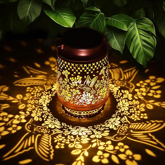 Solar Lanterns Outdoor Waterproof Hummingbird Elegant Garden Decor Birthday Gifts for Grandma Women Mom Sister Metal Hanging Solar Lights Decorations Outside for Backyard, Patio, Lawn, Porch
