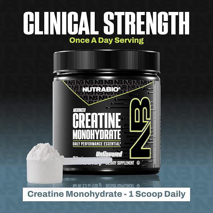 NutraBio Pure Micronized Creatine Monohydrate Powder Supplement, Unflavored, (150 g) - Supports Bulk Muscle Energy, Recovery, and Strength - HPLC Tested Creatine Powder Supplement for Men and Women