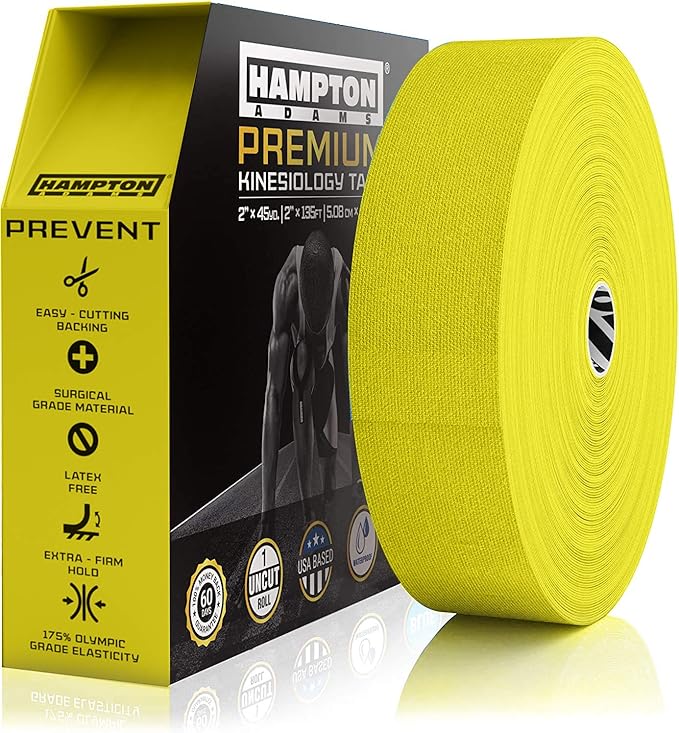 Hampton Adams | As Seen on Shark Tank | Elastic Kinesiology Tape (Bulk Roll) | 135ft Uncut | Supports & Protects Muscle Wrist Knee Shoulder Back Plantar Fasciitis | Waterproof Hypoallergenic
