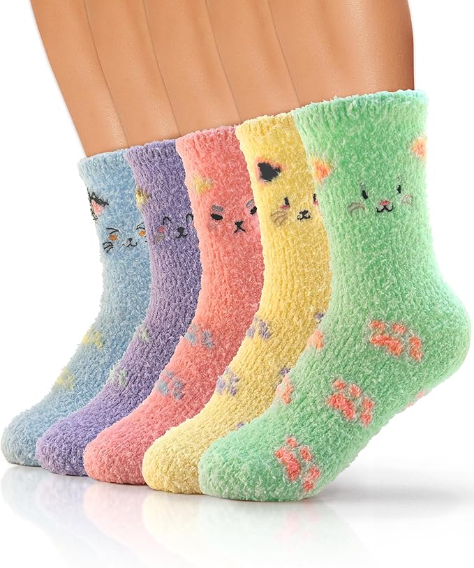 TEHOOK Warm & Cozy Gifts for Women, Stocking Stuufers, Fluffy Fuzzy Plush Sleeping Slipper Socks - Soft Warm Fabric