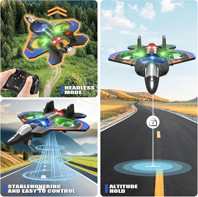 4DRC V32 Foam Remote Control Airplanes RC Planes for Kids Adults, RC Airplane Fighter Jet with Light, 360° Flip Fighter Jet Toys