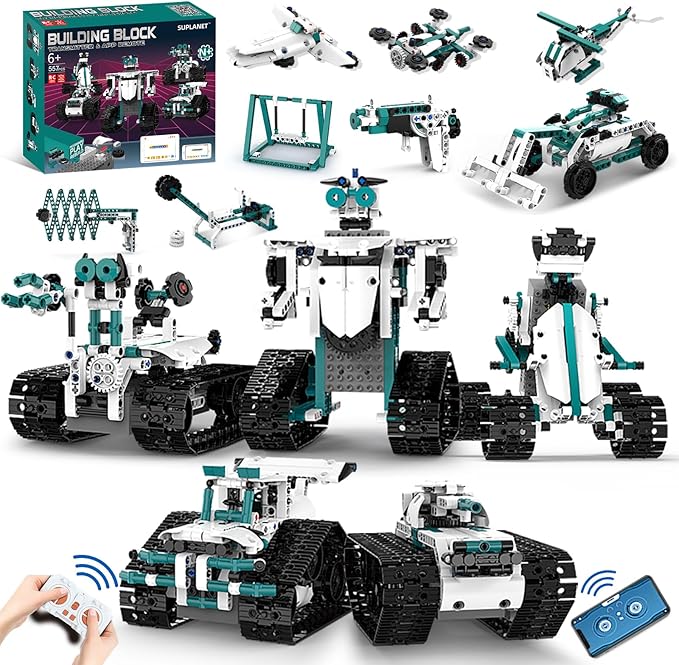 STEM Robot Toys for 8-14, 12 in 1 Remote Control Robotics Toys for Kids, Programmable Building Robot Kit Birthday Present for Science Educational(469 Pcs)