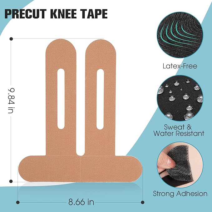 Kinesiology Tape for Knee 12 Pack, Precut Knee Tape for Muscle & Joints, Athletic Sports Tape for Knee Support, Latex Free and Water Resistant, 6 Mix Colors