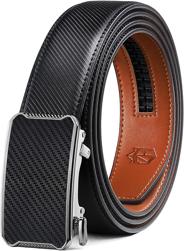 Zitahli Belt Men, Ratchet Belt Dress with 1 3/8" Premium Leather,Slide Belt with Easier Adjustable Automatic Buckle