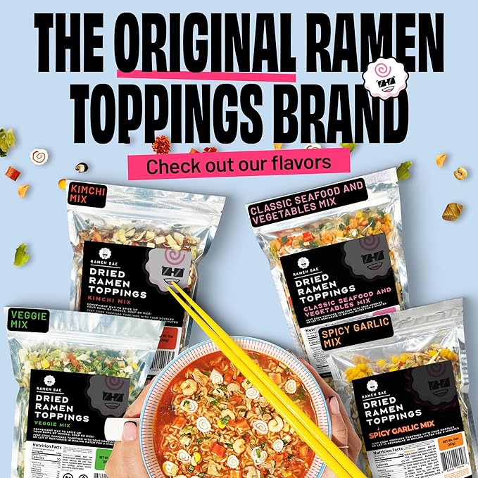 The Ramen Bae - Classic Seafood and Vegetables Mix, Dried Ramen Toppings - 14oz (14 oz., Classic Seafood and Veggie Mix)