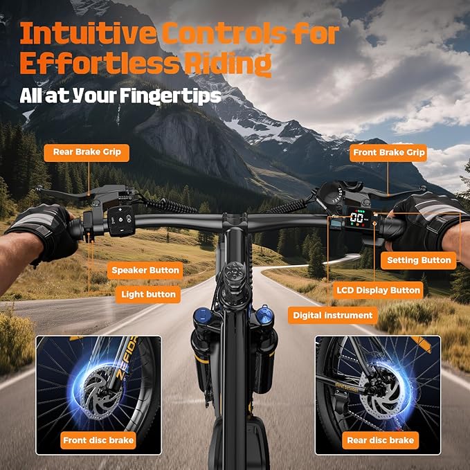 Electric Bike for Adults, 800/1500/2500W Peak Motor Ebike, 48V Removable Battery, 30-120 Miles PAS Range, 20-28MPH, 14"/20"/26" All-Terrain Electric Bicycles for Commuute Road Sand Mountain