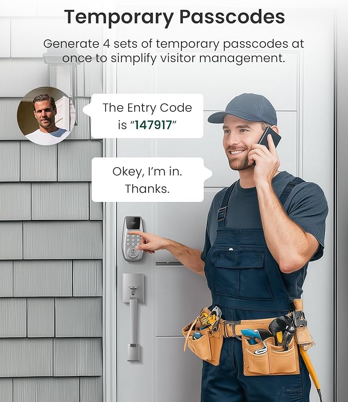 DESLOC C100 Keyless Entry Door Lock with Keypad, Smart Deadbolt Lock for Front Door with 2 Keys, Auto Lock, Easy Installation, 100 PIN Codes, IP54 Waterproof, BHMA Grade 3, Silver