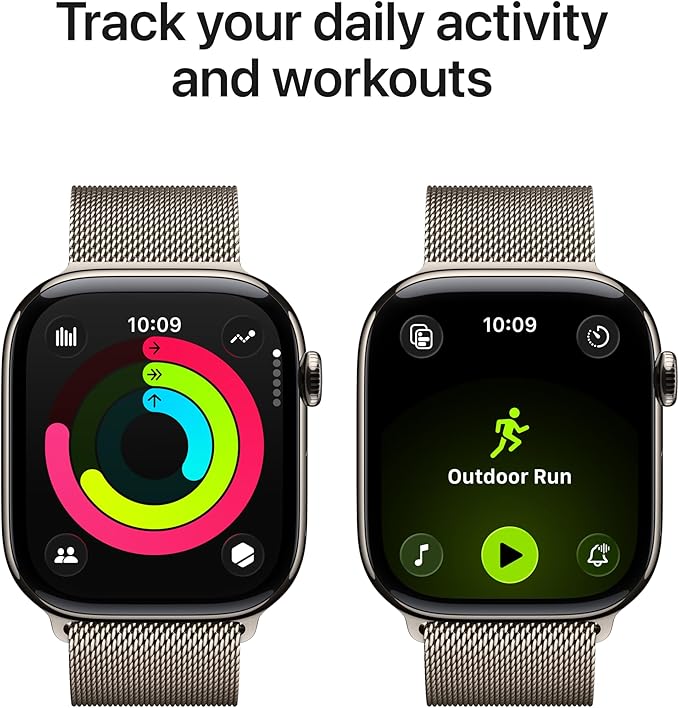 Apple Watch Series 11 [GPS + Cellular 46mm] Smartwatch with Natural Titanium Case with Natural Milanese Loop - M/L. Sleep Score, Fitness Tracker, Health Monitoring with AppleCare+ (2 Years)