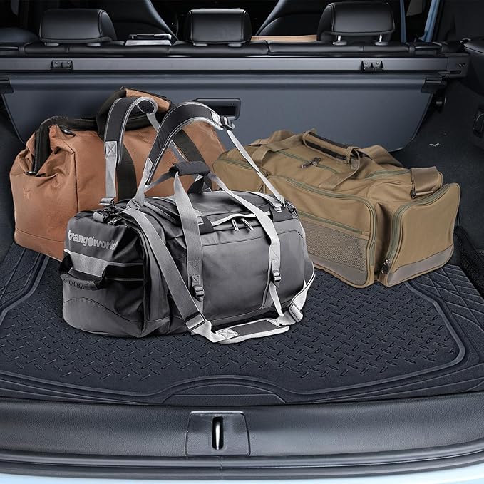 CAR PASS Deep Dish Floor Mats for Cars, Heavy Duty Rubber Floor Mats with Trunk Cargo Liner, Universal Trim-to Fit Automotive Floor mats for Truck Van SUV Waterproof All Weather Car Mats Solid Black