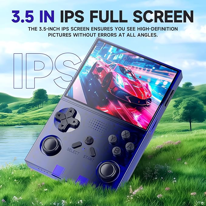R40 Retro Handheld Game Console - 128GB with 25K+ Games, 3.5 Inch IPS Screen, 3000mAh Battery, Type-C, Reverse Charging, Portable Arcade Video Gaming Console(Blue)