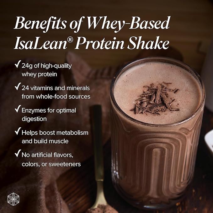 IsaLean Protein Shake Complete Superfood Meal Replacement Shake for Maintaining Healthy Weight and Lean Muscle Growth with 24 Vitamins and Minerals-29.6 oz - 14 Meal Canister Creamy Dutch Chocolate
