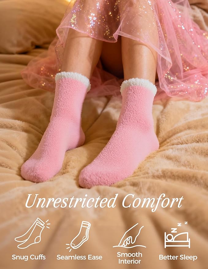 TEHOOK Warm & Cozy Gifts for Women, Stocking Stuufers, Fluffy Fuzzy Plush Sleeping Slipper Socks - Soft Warm Fabric