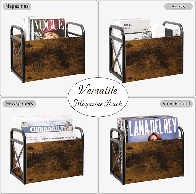 YINMIT Magazine Holder, Magazine Rack Floor, Magazine Storage Basket, Folder Organizer Bin for Books, Newspapers, Tablets