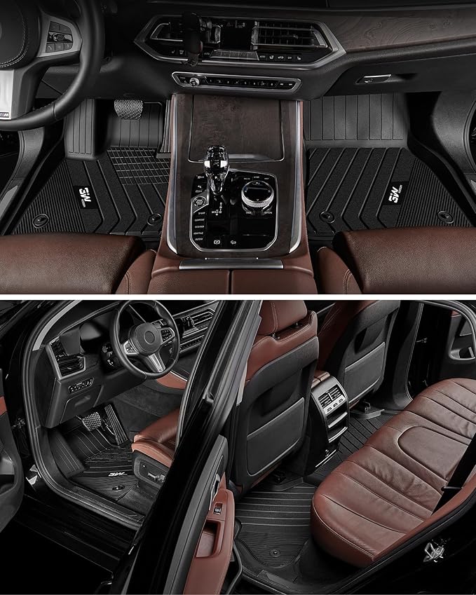 3W Floor Mats Fit for BMW X7 6 Seats 2019-2025 2026, M50i M60i xDrive40i xDrive50i, TPE All Weather Custom Fit Floor Liner, 76 Passengers 1st & 2nd Row, Full Set Car Liners Black