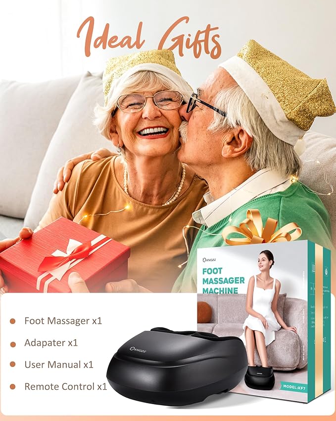 KNQZE Foot Massager Machine with Heat, Shiatsu Deep Kneading Foot Massager with Remote, Compression, Multi-Massage Modes, Auto-Off Timers, Gifts for Women Men