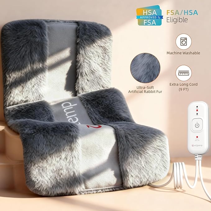 Comfytemp Himalayan Salt Weighted Heating Pad, Natural Moist Heating Pad for Back & Abdomen Comfort, Birthday Gifts for Women Men Mom Dad, 12"×24", FSA Eligible HSA，Electric Heat Warm with Auto-Off