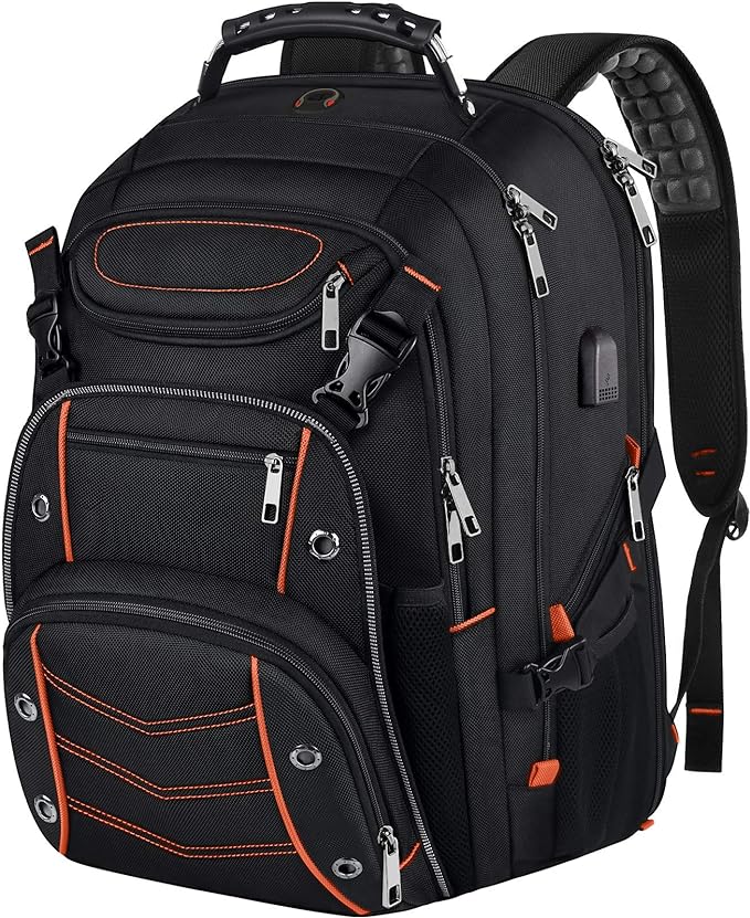 VECKUSON 18.4 Laptop Backpack for Men, 55L Extra Large Gaming Laptops Backpack with USB Charger Port,TSA Friendly Flight Approved and RFID Anti-Theft Pocket