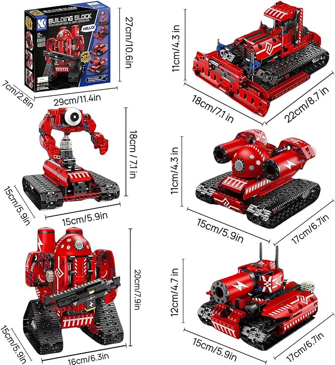 495-Piece STEM Robotics Kit for Kids 8-12 | Build 5 in 1 Robot, Excavator & Crane | Remote Control Engineering Kits, Blocks & Building Sets | Educational STEM Toys for Ages 8-14