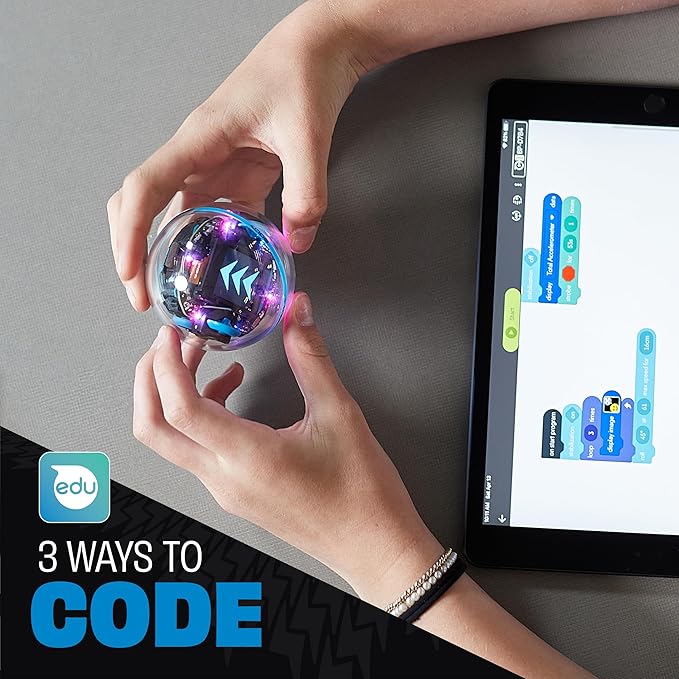 Sphero Bolt+: Coding & AI Learning Robot – Program with Draw, Blocks, Python & Javascript – Animated LCD Display – Ages 8+ – Durable, Qi Charging, Waterproof