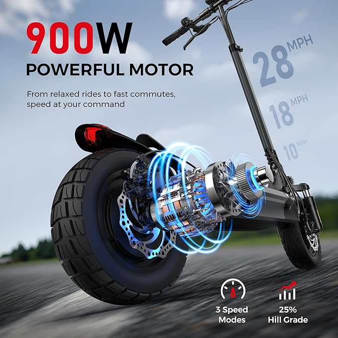 iScooter Electric Scooter, 800W Motor E-Scooter Up to 25/28 Miles Range, Top Speed 25/28 MPH,10" Off Road escooter Tires,Adjustable Handlebar Height, Folding Commuting Electric Scooter for Adults