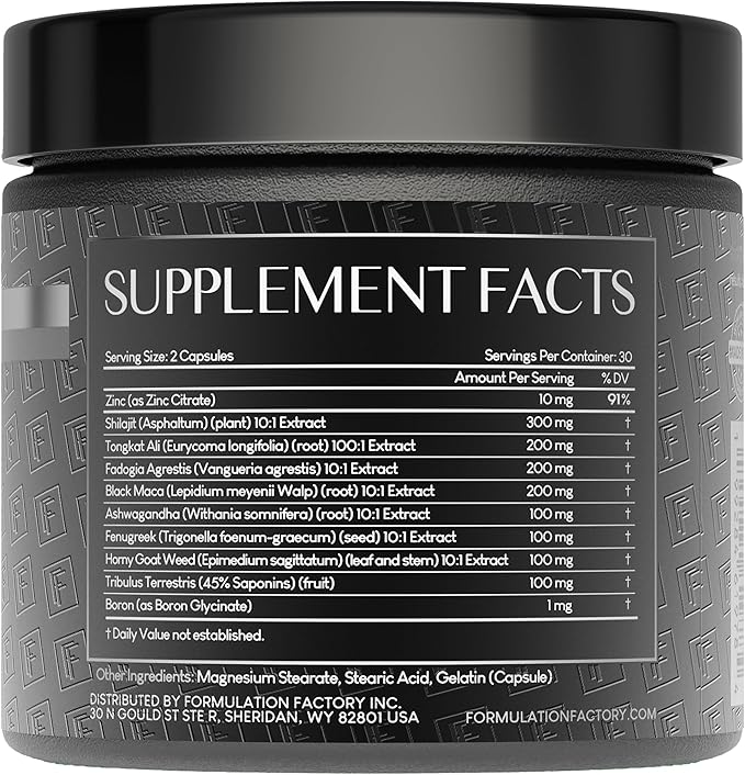 Formulation Factory Self Obsessed Starter 10-in-1 Masculinity Maximizer Supplement for Men with Shilajit, Tongkat Ali, Ashwagandha, Fenugreek to Support Muscle, Drive, Strength 180 Count (Pack of 3)