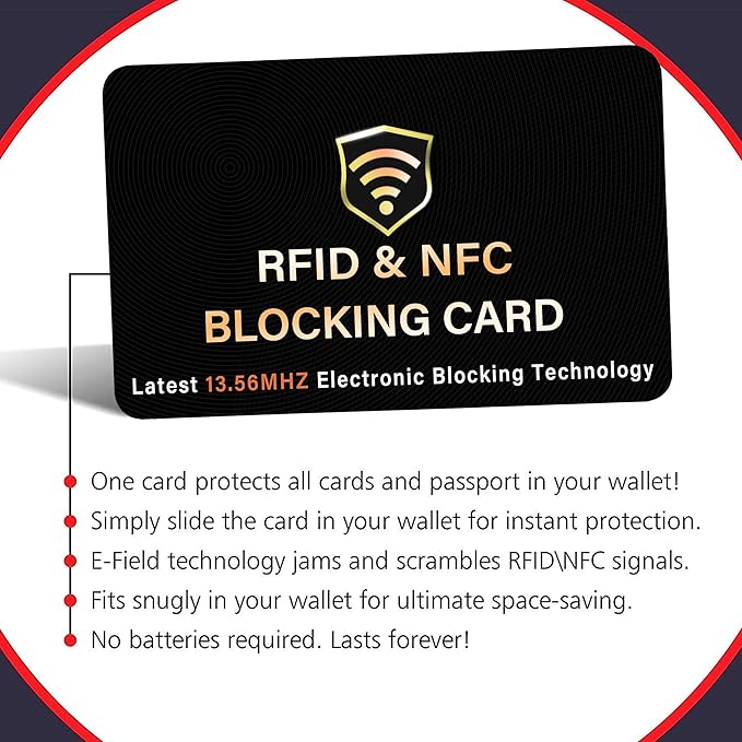 SaiTech IT 3 Pack RFID Blocking Card, One Card Protects Entire Wallet Purse, NFC Contactless Bank Debit Credit Card Protector ID ATM Guard Card Blocker–(Black)