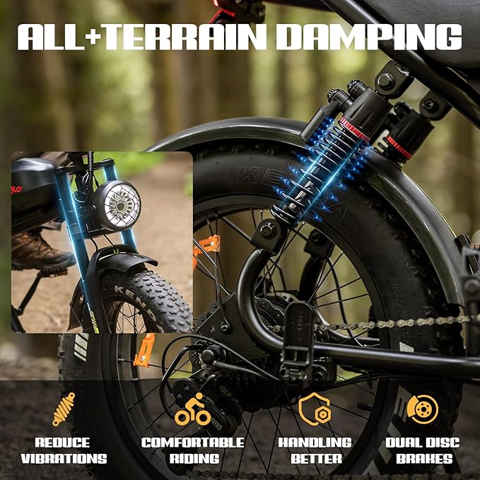 Electric Bike for Adults, Peak 1500W Ebike, Up to 32-35MPH & 100Miles Long Range, 48V/20Ah Removable Battery，20'' Fat Tire Mountain Electric Bicycle, 7-Speed with Full Suspension