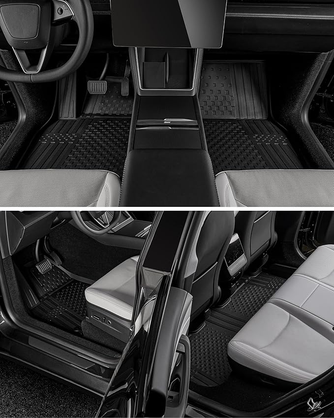 3W Tesla Model Y Juniper Floor Mats(not for Standard), Rear Cargo Liner, Custom Fit 2025 2026 Model Y Acecessories, TPE All Weather Odorless Non-Slip, Black