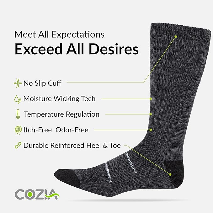 COZIA Merino Wool Socks for Men & Women Casual Warm Winter Cozy Thermal Socks