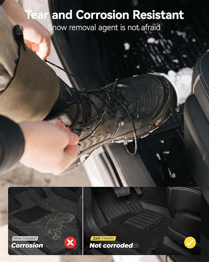 3W Floor Mats BMW X5 2019-2025 2026 40i/45e/50e/50i/M/M50i/M60i, Carpet Double Layer, All Weather TPE Heavy Duty 1st 2nd Row Floor Liner Accessories, Custom Fit