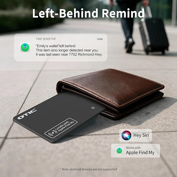 OTIC Wallet Tracker Card –Apple Find My Card Slim 1.7mm Smart Card Wallet Finder Item Locatorfor iPhone, Passport, Luggage, Keys Rechargeable & IP67 Waterproof, 4 Pack